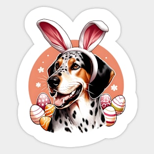 American Leopard Hound in Bunny Ears Easter Joy Sticker